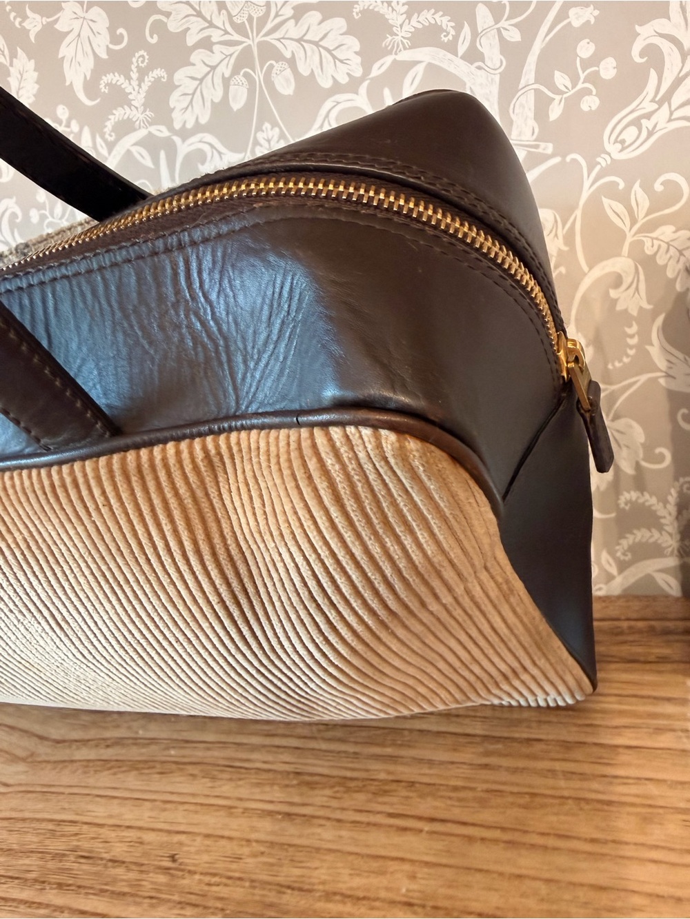 Burberry Vintage Satchel Leather, Wool & Corduroy - Picture 10 of 17